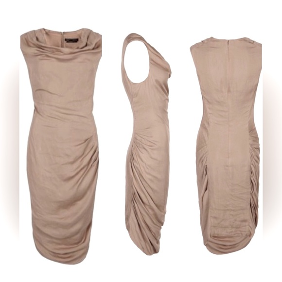 ALLSAINTS SPITAFIELDS CONTOUR DRESS ANTIQUE GOLD SIZE 6 US NEW - Picture 3 of 6